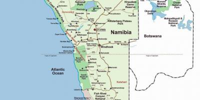 Pobřeží koster v Namibii mapě